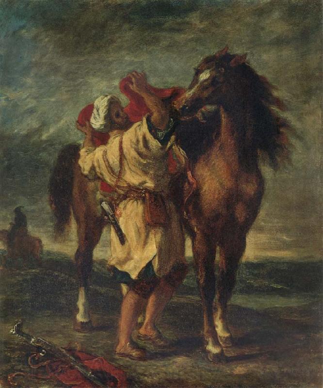 Eugene Delacroix Arab Sadding His Horse France oil painting art